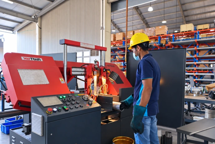 Pipe sawing at the Chong Cheong facility