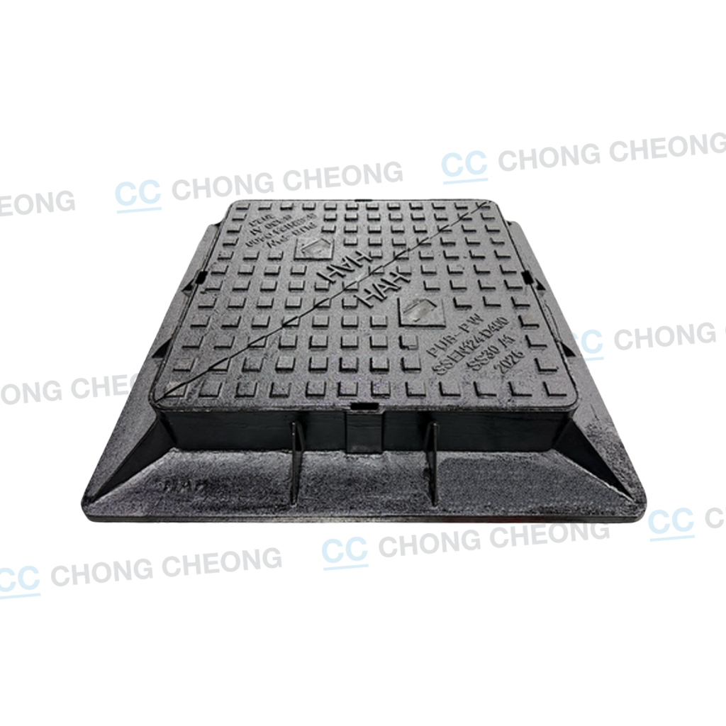 [HDMHH-600PPW] DUCTILE IRON HEAVY DUTY DOUBLE TRIANGULAR MANHOLE COVER & FRAME (PUB/PW LABEL) (GRADE D400)