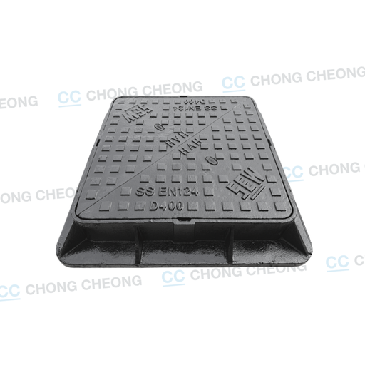 CAST IRON HEAVY DUTY DOUBLE TRIANGULAR MANHOLE COVER & FRAME C/W "SEW" LABEL (PUB MINOR SEWER) (GRADE D400)