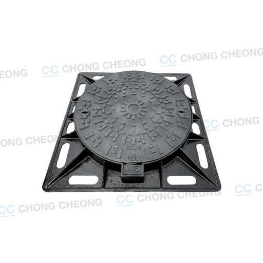 DUCTILE IRON HEAVY DUTY CIRCULAR MANHOLE COVER & SQUARE FRAME (GRADE A1)